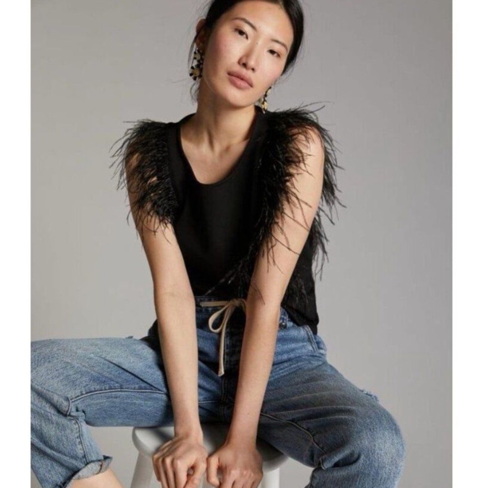 Anthropologie Eva Franco Feathered Tank